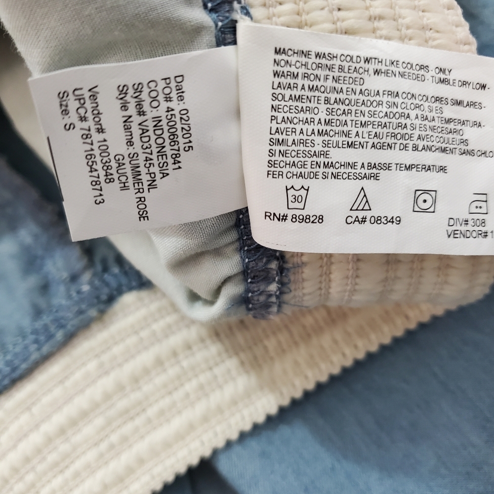 Vintage America Summer Rose Gauchi Wide Leg Crop Chambray Boho Pant NWT Small - Picture 11 of 12